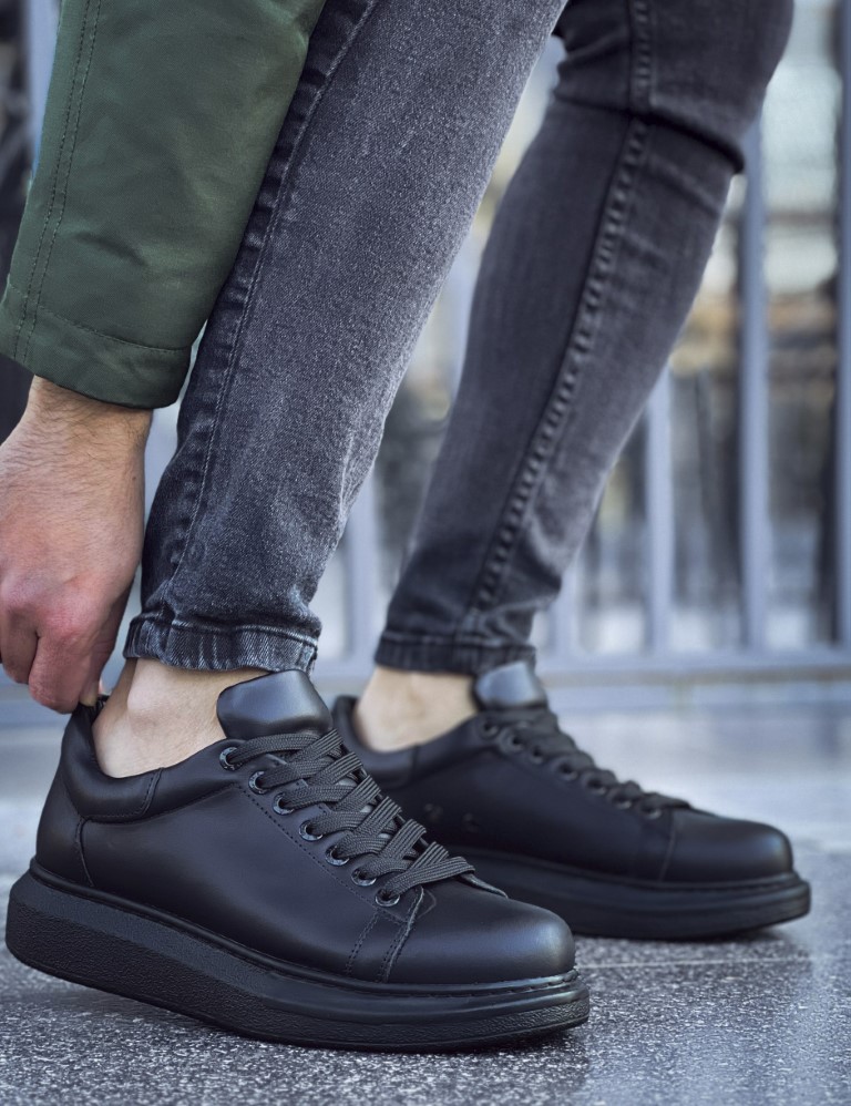 Ανδρικά μαύρα δίσολα Sneakers λαστιχένια σόλα CH25700B φωτογραφία